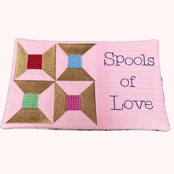 Hand Crafted Other - Hand Crafted Mug Rug Coaster Spools of Love Embroidered Padded Absorbs Liquid